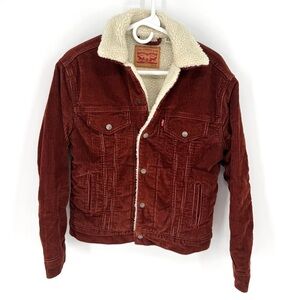 Levi's Burgundy Corduroy Jacket with Cream Sherpa Lining
